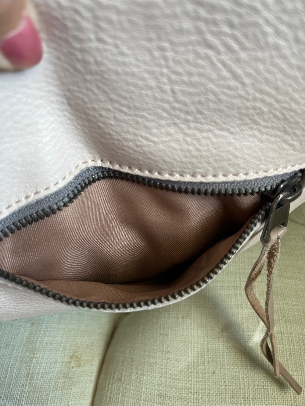 The Sak Cream Pebbled Leather Shoulder Bag with Brown Braided Handle - Picture 13 of 15